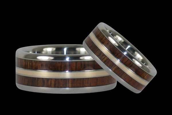 Wood and Gold Titanium Ring Bands