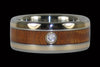 Gold and Koa Wood Inlay Titanium Diamond Rings - Hawaii Titanium Rings
 - 2