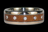 Gold and Koa Wood Inlay Titanium Diamond Rings - Hawaii Titanium Rings
 - 3