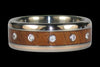 Diamond Titanium Ring Set with Koa and Gold - Hawaii Titanium Rings
 - 2