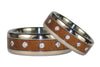Diamond Titanium Ring Set with Koa and Gold - Hawaii Titanium Rings
 - 4
