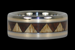 Tribal Wood and Gold Titanium Ring - Hawaii Titanium Rings
 - 1