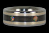 Gold and Blackwood Inlay Titanium Ring Set featuring Opal Cabs - Hawaii Titanium Rings
 - 2