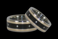 Diamond Titanium Wedding Ring Set - Hawaii Titanium Rings
 - 1