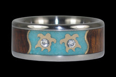 Gold Turtle Diamond Titanium Ring - Hawaii Titanium Rings
 - 1