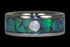 Green Opal Diamond Titanium Ring - Hawaii Titanium Rings
 - 1