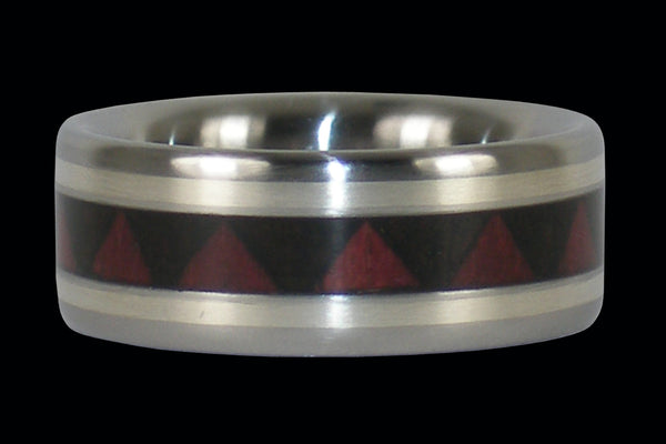 Tribal Design Titanium Ring with Silver Inlay