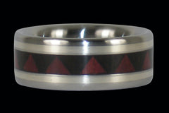 Tribal Design Titanium Ring with Silver Inlay - Hawaii Titanium Rings
