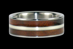 Titanium Ring Band with Koa and White Gold - Hawaii Titanium Rings