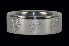 Turtle Engraving Titanium Ring Band - Hawaii Titanium Rings
 - 1