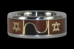 Two Turtle Sunset Ocean Ring - Hawaii Titanium Rings
