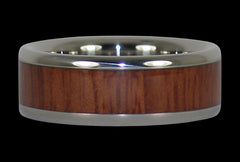 Jarrah Wood Inlay Titanium Ring Band - Hawaii Titanium Rings
 - 1