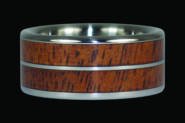 Mesquite Wood or Kiawe Wood Titanium Ring Band
