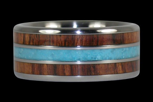 Blue Sleeping Beauty Turquoise and Kingwood Hawaii Titanium Ring®