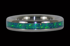 Kiwi Opal Stack Titanium Ring - Hawaii Titanium Rings
