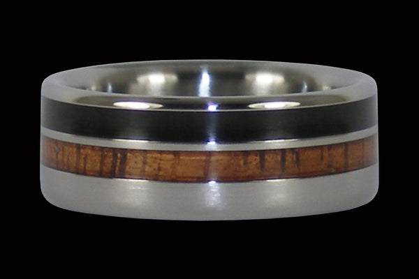 Light and Dark Wood Titanium Ring