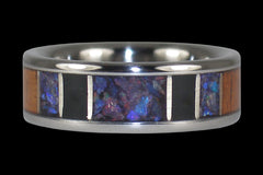 Black Lightning Ridge Opal Titanium Ring - Hawaii Titanium Rings
 - 1