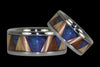 Blue Opal Wood Inlay Titanium Tribal Ring Set - Hawaii Titanium Rings
 - 1