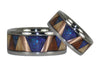 Blue Opal Wood Inlay Titanium Tribal Ring Set - Hawaii Titanium Rings
 - 4