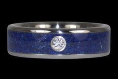 Lapis Diamond Titanium Ring Mens Wedding Band - Hawaii Titanium Rings
 - 1
