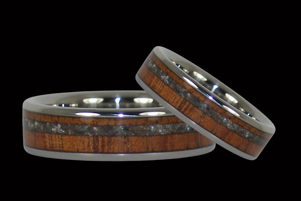 Black Pearl and Koa Hawaii Titanium Rings®