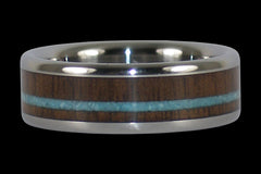 Walnut and Turquoise Titanium Ring - Hawaii Titanium Rings
