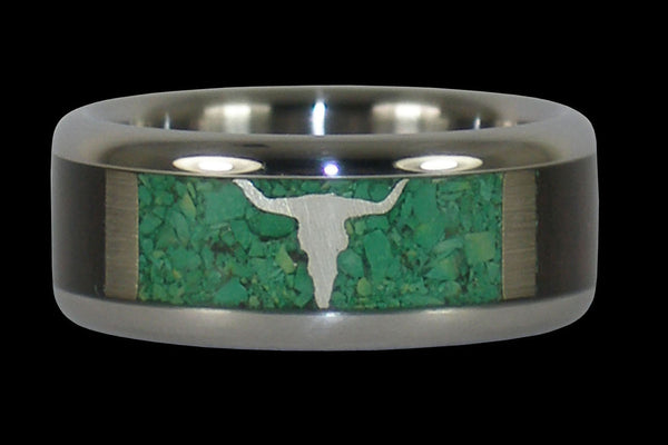 Rodeo Titanium Ring with Gold Longhorn