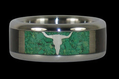 Rodeo Titanium Ring with Gold Longhorn - Hawaii Titanium Rings
