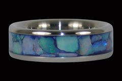 Blue Australian Opal Titanium Ring - Hawaii Titanium Rings
 - 1