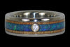 Australian Opal and Wood Inlay Diamond Titanium Rings - Hawaii Titanium Rings
 - 3