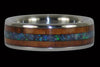 Australian Opal and Hawaiian Koa Titanium Ring Set - Hawaii Titanium Rings
 - 2