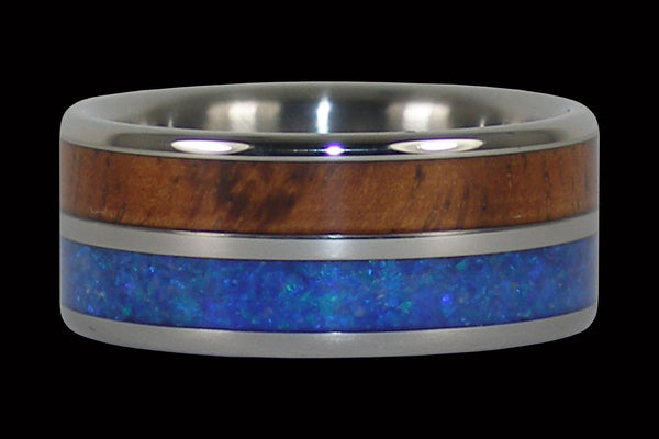 Australian Blue Opal and Hawaiian Koa from Hawaii Titanium Rings®