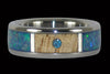Blue Diamond Titanium Ring with Koa and Opal - Hawaii Titanium Rings
 - 2