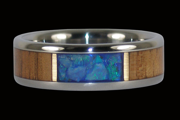 Ocean Blue Australian Opal Titanium Ring