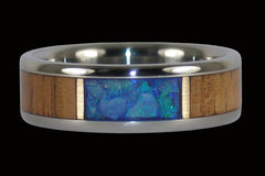 Ocean Blue Australian Opal Titanium Ring - Hawaii Titanium Rings
 - 1