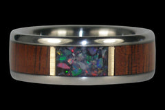 Rainbow Opal Titanium Ring - Hawaii Titanium Rings
 - 1