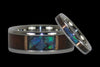 Milo Wood with Australian Blue and Green Opal Ring - Hawaii Titanium Rings
 - 2