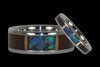Opal and Fire Koa Wood Titanium Ring Set - Hawaii Titanium Rings
 - 3