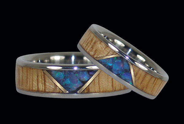 Australian Opal Titanium Ring Set