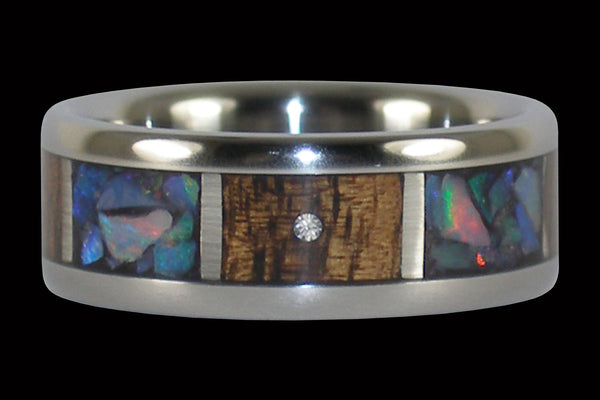 Titanium Ring with Opal and Diamonds