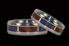 Black Opal and Amboina Titanium Ring Set - Hawaii Titanium Rings
 - 1
