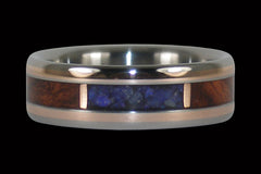 Black Opal Ring with Rose Gold and Amboyna Wood - Hawaii Titanium Rings
 - 1