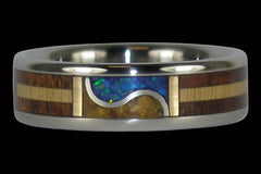 Low Tide Blue Opal Titanium Ring - Hawaii Titanium Rings
 - 1