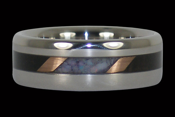 Red Opal and Blackwood Titanium Rings