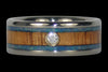Australian Opal and Wood Inlay Diamond Titanium Rings - Hawaii Titanium Rings
 - 2