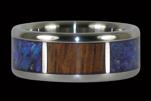 Australian Black Opal and Koa Hawaii Titanium Rings®