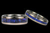 Black Opal with Yellow and Rose Gold Edges Titanium Ring Band Set- Hawaii Titanium Rings