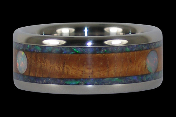 Koa and Opal Cabochon Hawaii Titanium Ring®