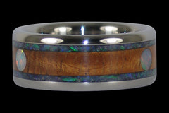 Koa and Opal Cabochon Titanium Ring - Hawaii Titanium Rings
 - 1