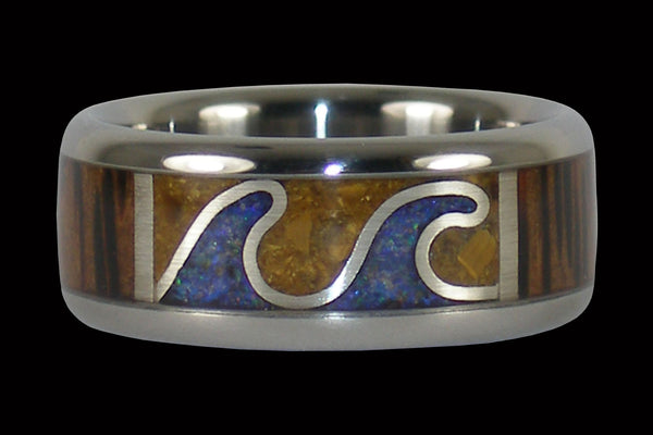 Tidal Wave Ring with Wood and Opal
